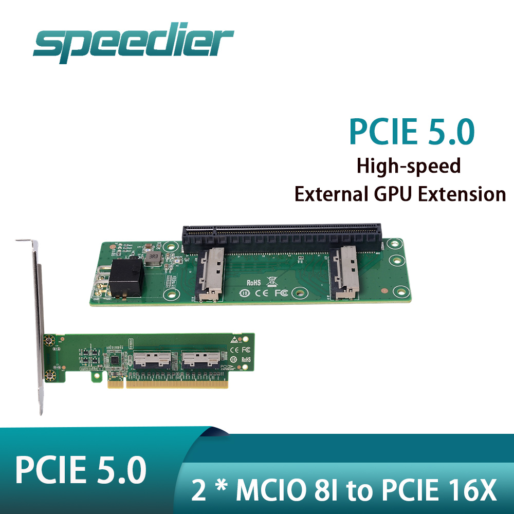 Pcie 5.0 Gpu Riser Cable - Кабель-удлинитель Speedier 2 x MCIO 8i