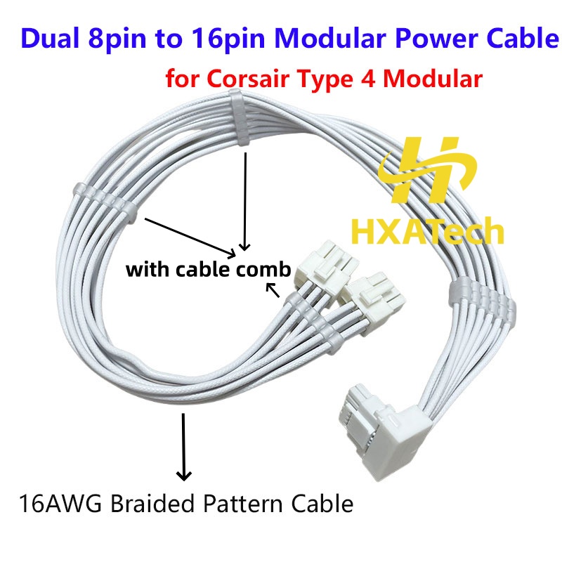 Dual 8Pin To 16Pin 12Vhpwr Cable - Высококачественный плетеный кабель питания 16AWG с