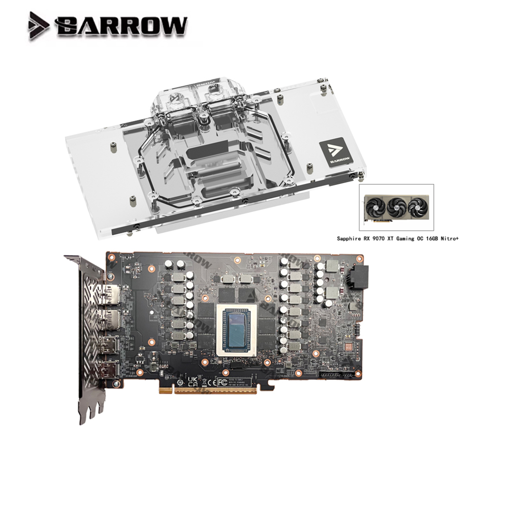Rx 9070 Xt - Водяной блок графического процессора Barrow для