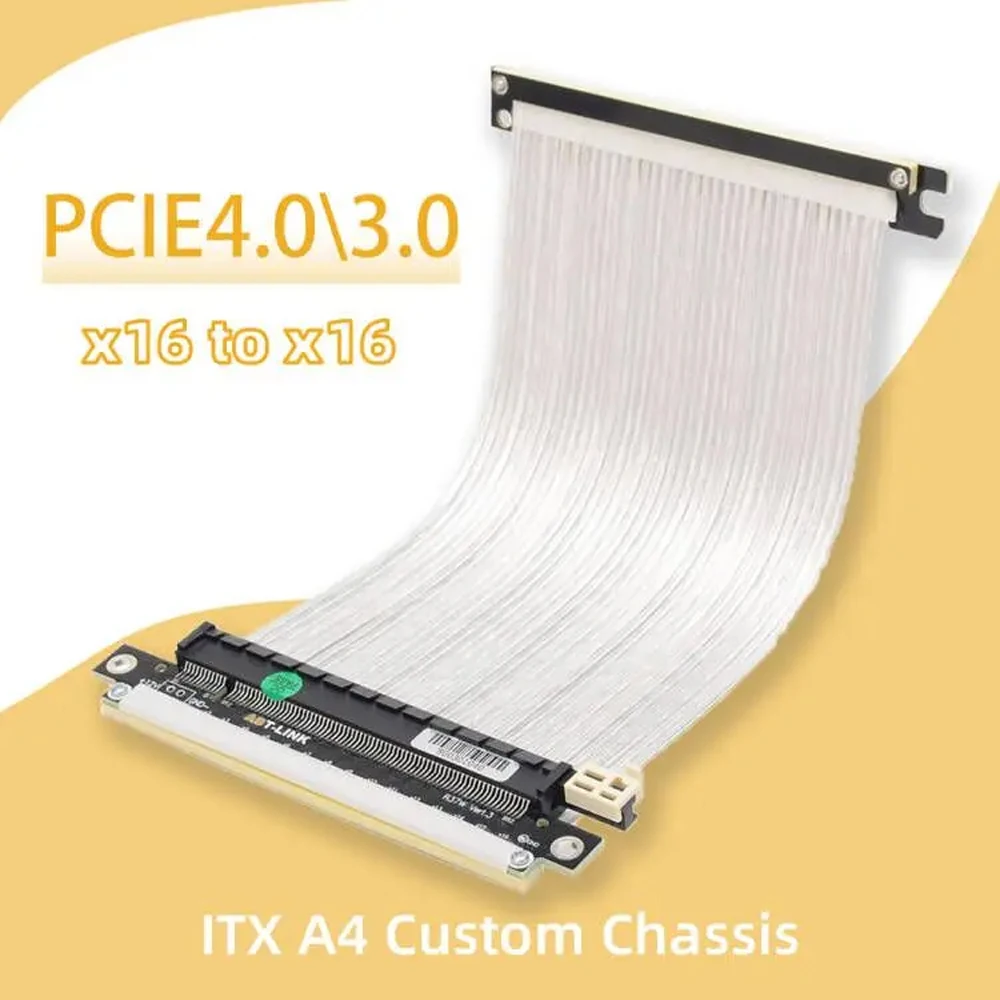 Itx Gpu Riser Pcie 4.0 16X - Серебристо-белый обратный PCIE 4.0 экранированный Riser
