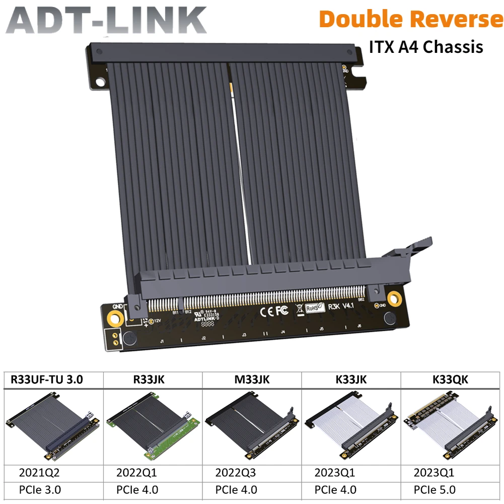 Itx Gpu Riser Pcie 4.0 16X - Кабель-удлинитель ADT Gen 5/4 PCIe Riser