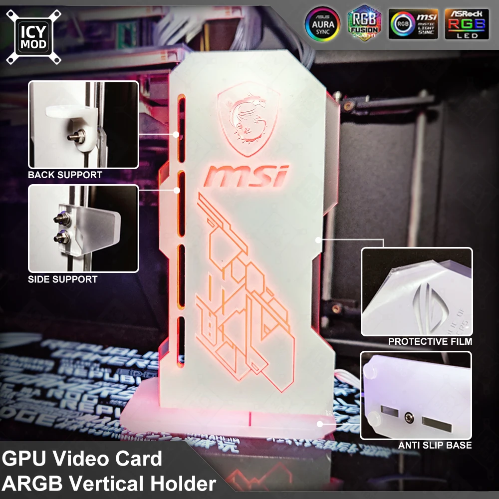 Desktop Gaming Gpu 32Gb - Держатель для видеокарты ARGB вертикальный, кронштейн